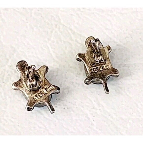 Zuni Turtle Earrings 925 Silver Natural Inlaid Gemstones Native American 2mm - Picture 4 of 7